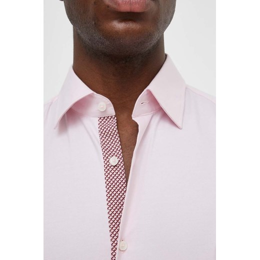 BOSS koszula męska kolor różowy slim z kołnierzykiem klasycznym 39 ANSWEAR.com