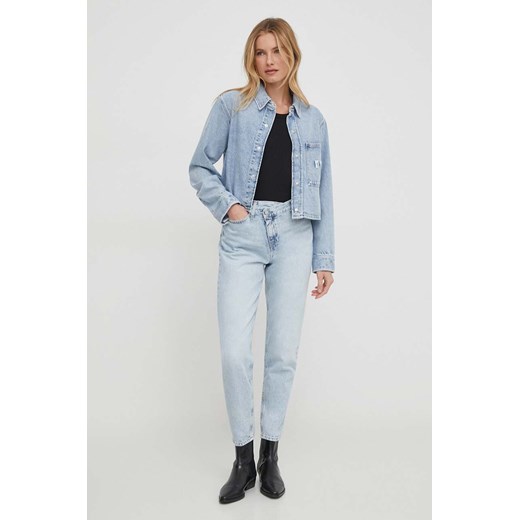 Calvin Klein Jeans kurtka jeansowa damska kolor niebieski przejściowa oversize M ANSWEAR.com