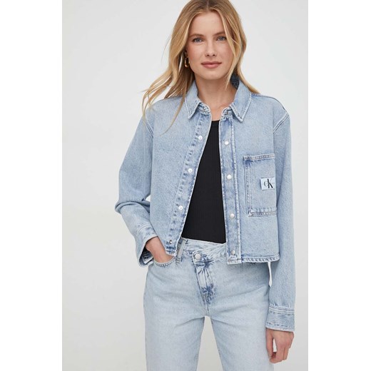 Calvin Klein Jeans kurtka jeansowa damska kolor niebieski przejściowa oversize XS ANSWEAR.com