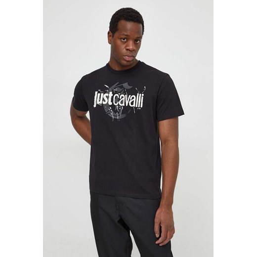 Just Cavalli t-shirt bawełniany męski kolor czarny z nadrukiem Just Cavalli L ANSWEAR.com