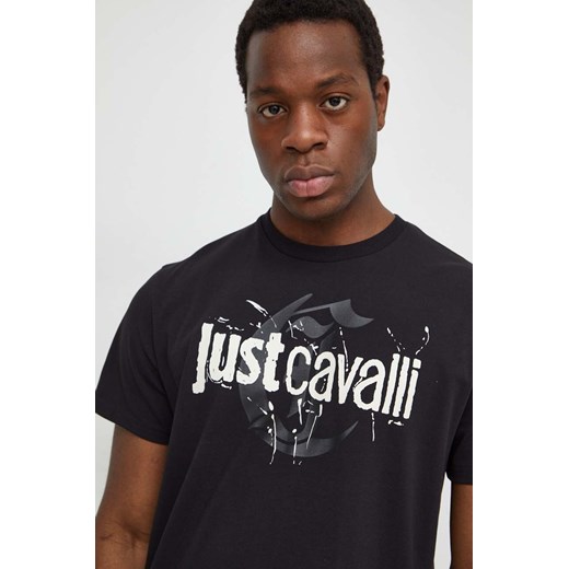 Just Cavalli t-shirt bawełniany męski kolor czarny z nadrukiem Just Cavalli M ANSWEAR.com