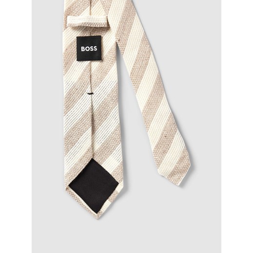 Krawat z mieszanki lnu ze wzorem w paski One Size Peek&Cloppenburg 