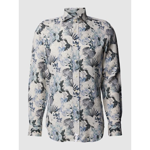 Koszula lniana o kroju slim fit z kwiatowym nadrukiem na całej powierzchni model ‘Hugh’ ze sklepu Peek&Cloppenburg  w kategorii Koszule męskie - zdjęcie 169653157