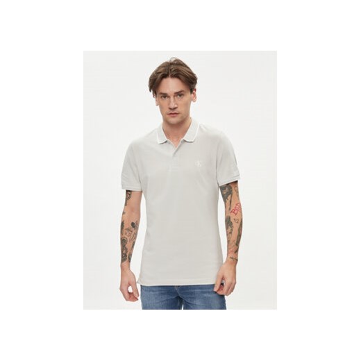 Calvin Klein Jeans Polo J30J315603 Szary Slim Fit ze sklepu MODIVO w kategorii T-shirty męskie - zdjęcie 169655189