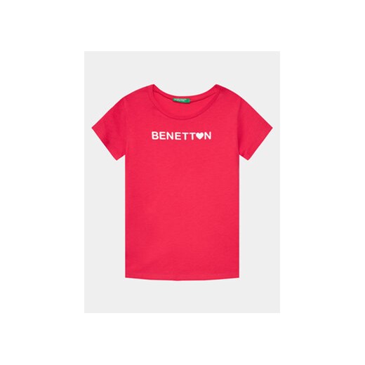 United Colors Of Benetton T-Shirt 3096C10H9 Różowy Regular Fit ze sklepu MODIVO w kategorii Bluzki dziewczęce - zdjęcie 169657988