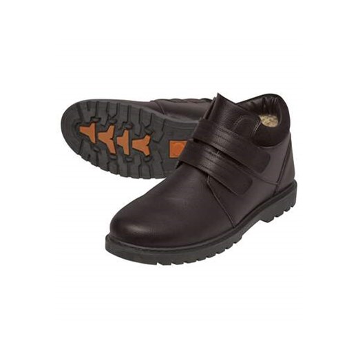 Skórzane buty z rzepem i kożuszkiem sherpa ze sklepu Atlas For Men w kategorii Buty zimowe męskie - zdjęcie 169661589