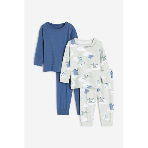 H & M - Bawełniana piżama w nadruki 2-pak - Turkusowy ze sklepu H&M w kategorii Piżamy dziecięce - zdjęcie 169674909