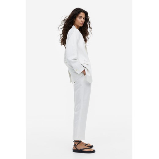H & M - Eleganckie spodnie z domieszką lnu - Biały H & M 40 H&M