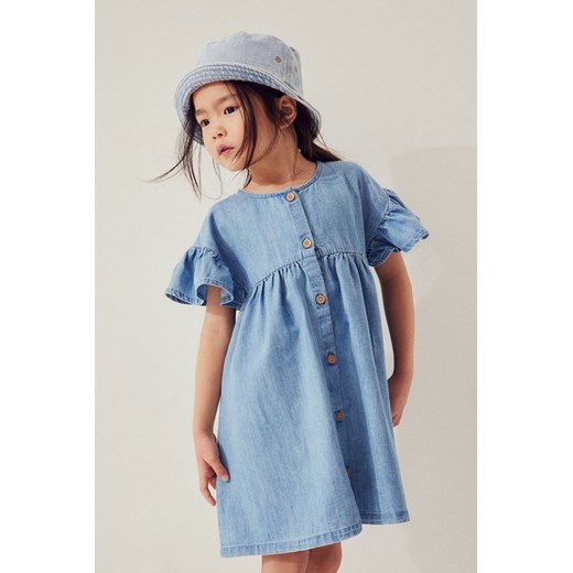 H & M - Sukienka z falbankowym rękawem - Niebieski ze sklepu H&M w kategorii Sukienki dziewczęce - zdjęcie 169675278