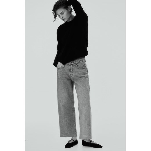 H & M - Baggy Wide Low Ankle Jeans - Szary ze sklepu H&M w kategorii Jeansy damskie - zdjęcie 169675329