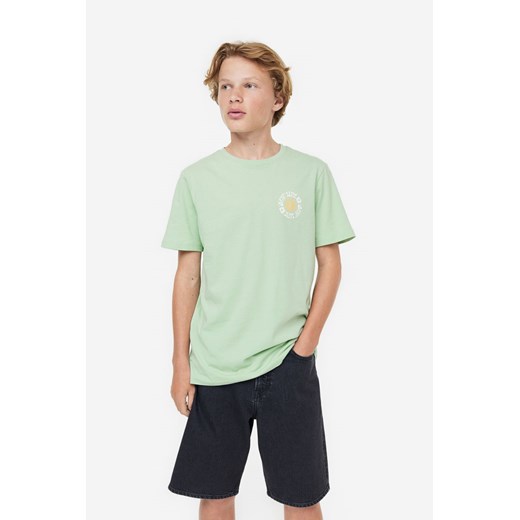 H & M - Bawełniany T-shirt z nadrukiem - Zielony ze sklepu H&M w kategorii T-shirty chłopięce - zdjęcie 169675367