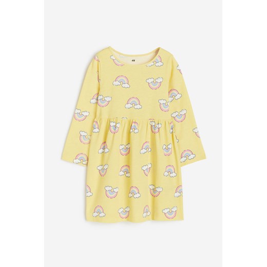 H & M - Dżersejowa sukienka z bawełny - Żółty ze sklepu H&M w kategorii Sukienki dziewczęce - zdjęcie 169675427