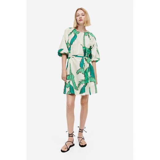 H & M - Sukienka z wiązanym paskiem - Beżowy ze sklepu H&M w kategorii Sukienki - zdjęcie 169675455