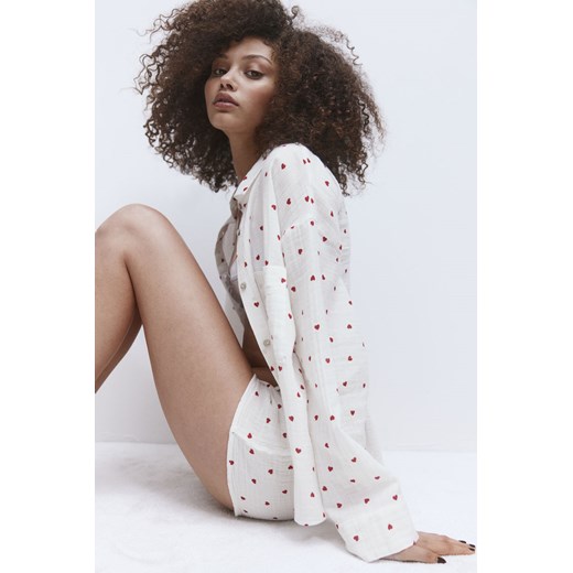 H & M - Piżama z koszulą i szortami - Biały ze sklepu H&M w kategorii Piżamy damskie - zdjęcie 169675549