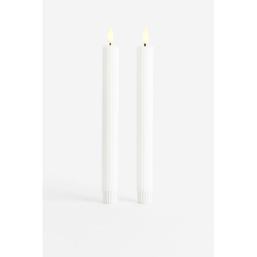 H & M - Świece w paski LED 2-pak - Biały ze sklepu H&M w kategorii Świece i dyfuzory - zdjęcie 169675688