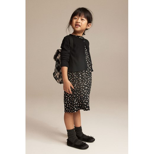 H & M - Kardigan z dżerseju w prążki - Czarny ze sklepu H&M w kategorii Swetry dziewczęce - zdjęcie 169675705