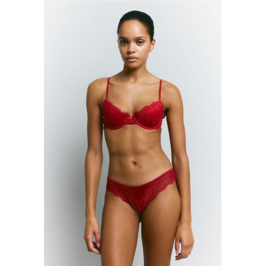 H & M - Koronkowy biustonosz push-up - Czerwony H & M 85C H&M