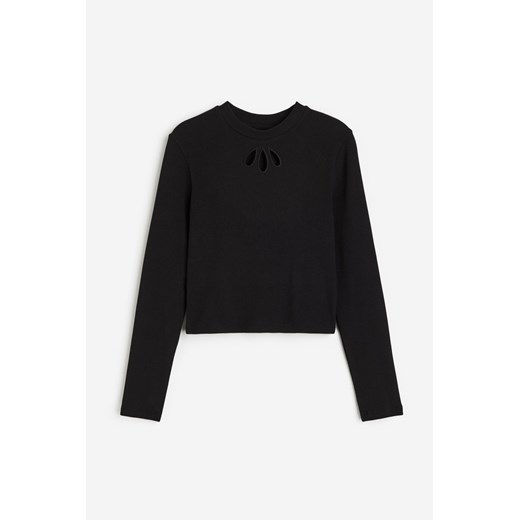 H & M - Dżersejowy top z długim rękawem - Czarny ze sklepu H&M w kategorii Bluzki dziewczęce - zdjęcie 169675796