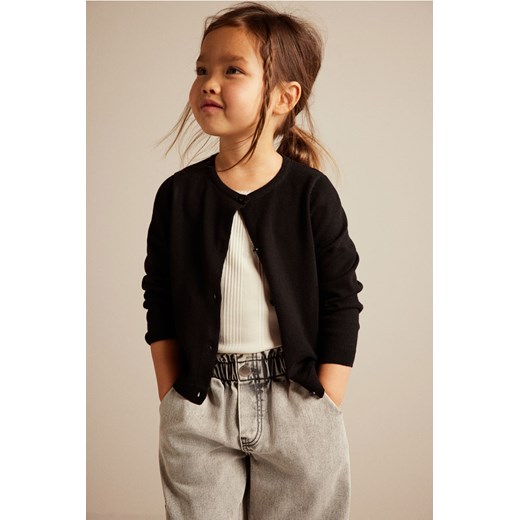 H & M - Bawełniany kardigan - Czarny ze sklepu H&M w kategorii Swetry dziewczęce - zdjęcie 169675985