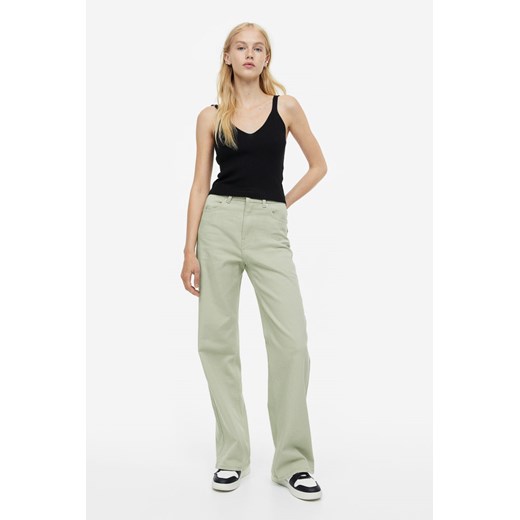 H & M - Szerokie spodnie z diagonalu - Zielony H & M 36 H&M