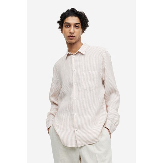 H & M - Lniana koszula Regular Fit - Beżowy ze sklepu H&M w kategorii Koszule męskie - zdjęcie 169676036