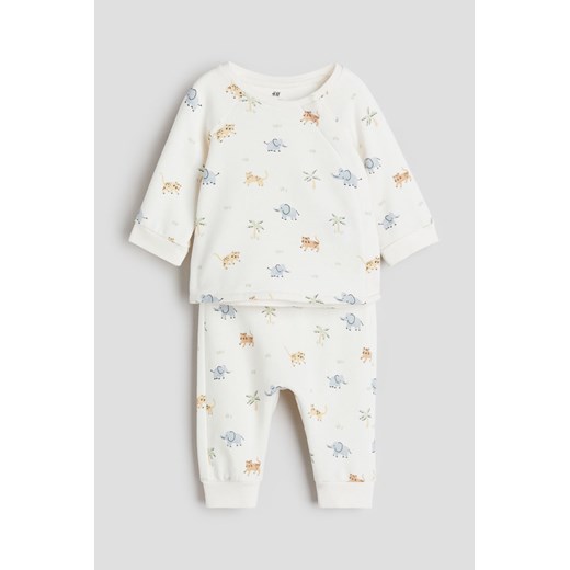 H & M - Bawełniany komplet 2-częściowy - Biały ze sklepu H&M w kategorii Odzież dla niemowląt - zdjęcie 169676196