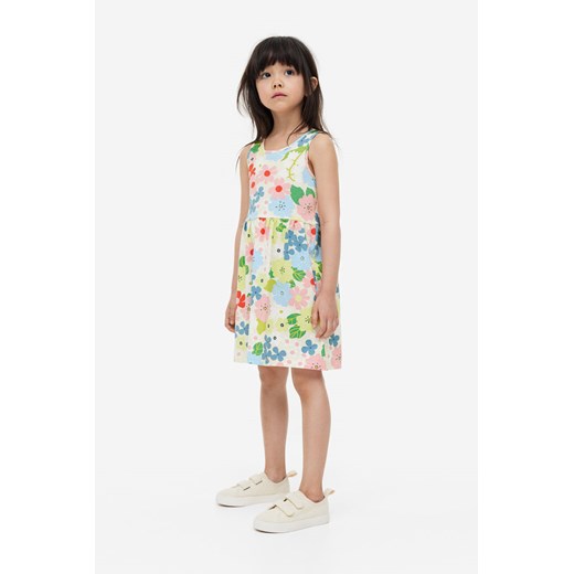 H & M - Bawełniana sukienka we wzory - Beżowy ze sklepu H&M w kategorii Sukienki dziewczęce - zdjęcie 169676517