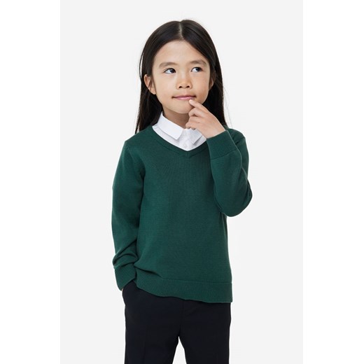 H & M - Szkolny sweter - Zielony ze sklepu H&M w kategorii Swetry dziewczęce - zdjęcie 169676585