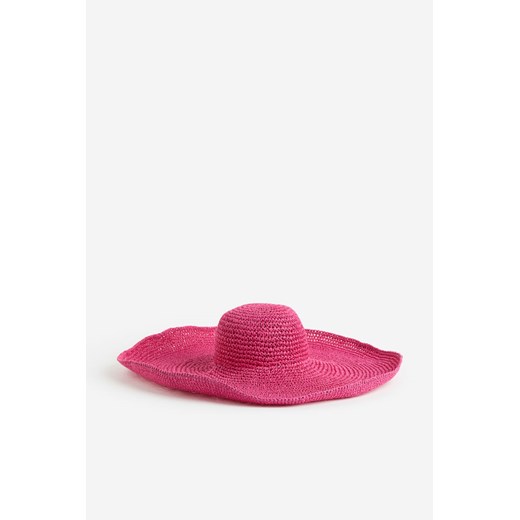 H & M - Słomkowy kapelusz z szerokim rondem - Różowy H & M L;58 H&M