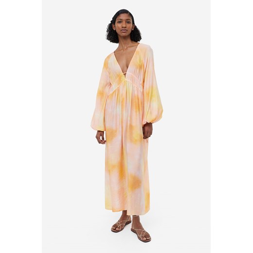 H & M - Sukienka oversize z wiązaniem - Pomarańczowy H & M L H&M