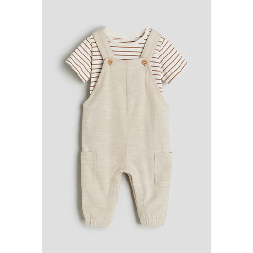 H & M - Bawełniany komplet 2-częściowy - Beżowy ze sklepu H&M w kategorii Komplety niemowlęce - zdjęcie 169676715
