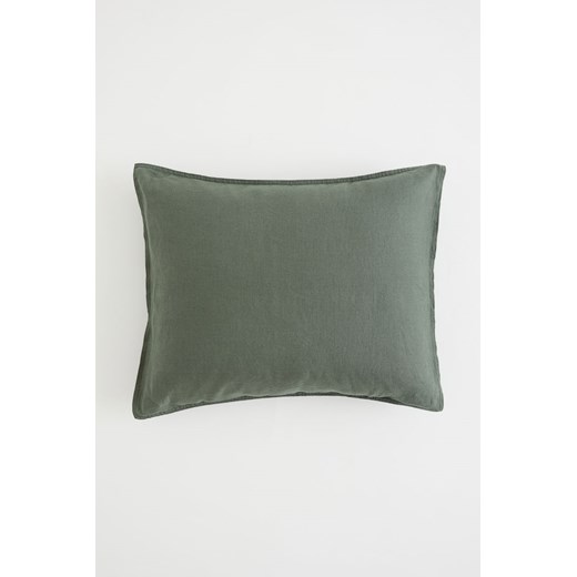 H & M - Poszewka na poduszkę wykonana ze spranego lnu - Zielony H & M 50x60 H&M