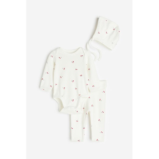 H & M - Bawełniany komplet 3-częściowy - Biały ze sklepu H&M w kategorii Komplety niemowlęce - zdjęcie 169677006