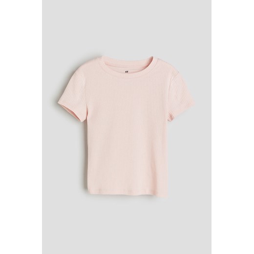 H & M - Top z bawełnianego dżerseju w prążki - Różowy ze sklepu H&M w kategorii Bluzki dziewczęce - zdjęcie 169677106