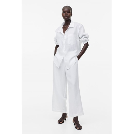 H & M - Spodnie 7/8 z domieszką lnu - Biały H & M XXL H&M
