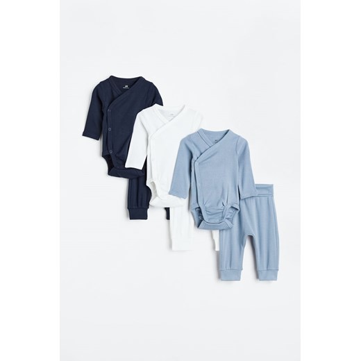 H & M - Bawełniany komplet 6-częściowy - Niebieski ze sklepu H&M w kategorii Komplety niemowlęce - zdjęcie 169677209