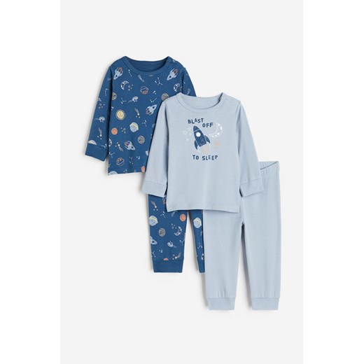 H & M - Bawełniana piżama w nadruki 2-pak - Niebieski H & M 104 (3-4Y) H&M