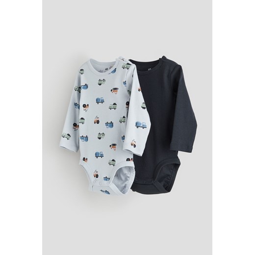 H & M - Body z długim rękawem 2-pak - Niebieski ze sklepu H&M w kategorii Odzież dla niemowląt - zdjęcie 169677225