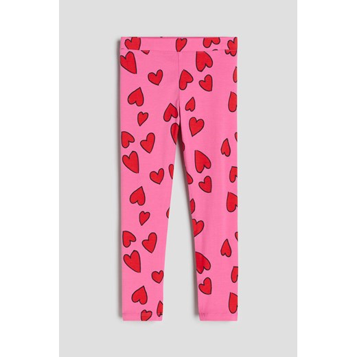 H & M - Dżersejowe legginsy z nadrukiem - Różowy ze sklepu H&M w kategorii Spodnie dziewczęce - zdjęcie 169677287