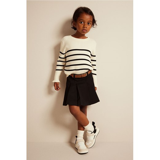H & M - Sweter o splocie w prążki - Biały ze sklepu H&M w kategorii Swetry dziewczęce - zdjęcie 169677315
