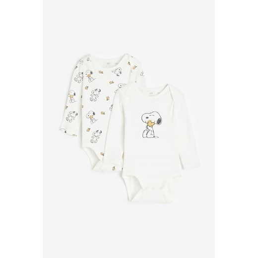 H & M - Body z długim rękawem 2-pak - Biały ze sklepu H&M w kategorii Odzież dla niemowląt - zdjęcie 169677407