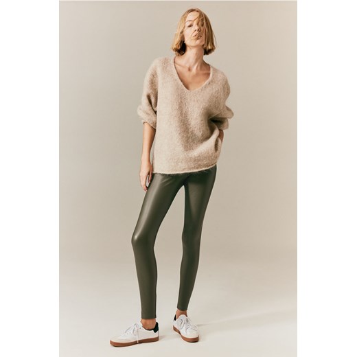 H & M - Powlekane legginsy - Zielony ze sklepu H&M w kategorii Spodnie damskie - zdjęcie 169677409