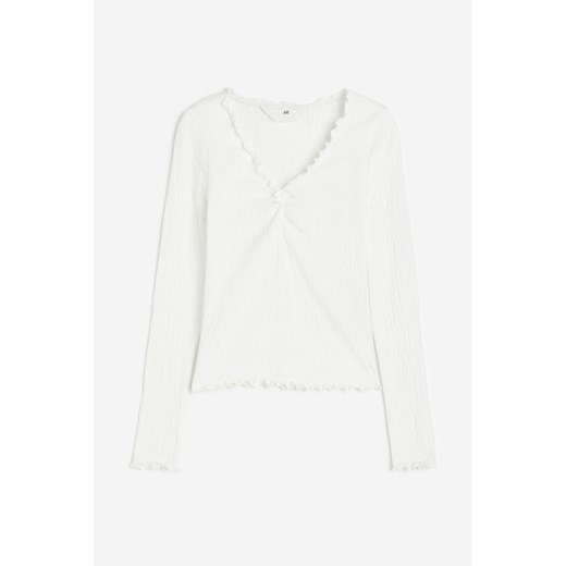 H & M - Top z kreszowanego dżerseju - Biały ze sklepu H&M w kategorii Bluzki dziewczęce - zdjęcie 169677715