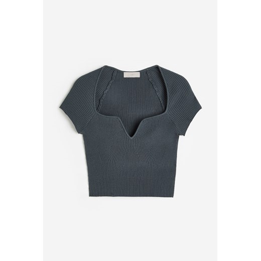 H & M - Top z dzianiny w prążki - Zielony H & M M H&M