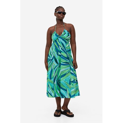 H & M - Bawełniana sukienka z mocowaniem na karku - Turkusowy ze sklepu H&M w kategorii Sukienki - zdjęcie 169677769