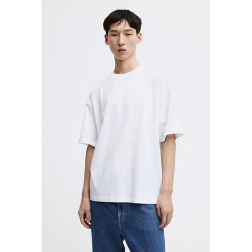 T-shirt męski biały H & M z krótkim rękawem 