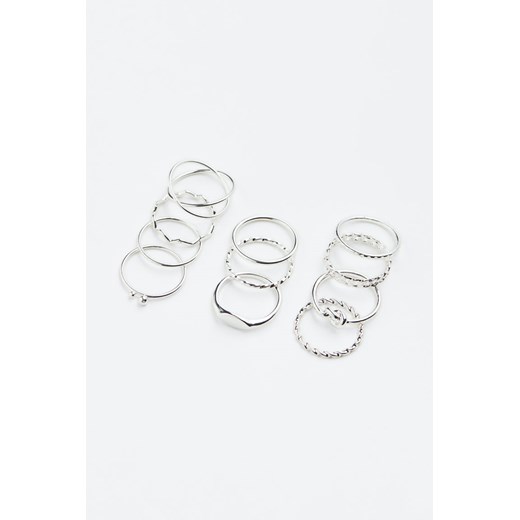 H & M - Pierścionek 11-pak - Srebrny ze sklepu H&M w kategorii Pierścionki - zdjęcie 169678125