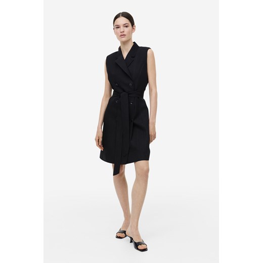 H & M - Sukienka z wiązanym paskiem - Czarny H & M XXL H&M