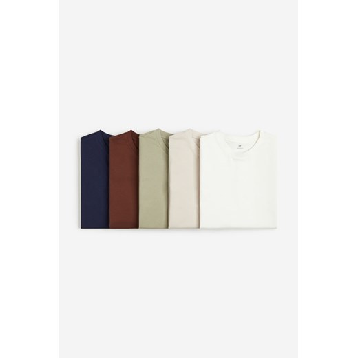 H & M - T-shirt Regular Fit 5-pak - Niebieski ze sklepu H&M w kategorii T-shirty męskie - zdjęcie 169678565