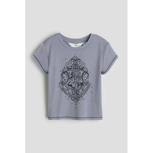 H & M - T-shirt w prążki - Szary ze sklepu H&M w kategorii Bluzki dziewczęce - zdjęcie 169678767
